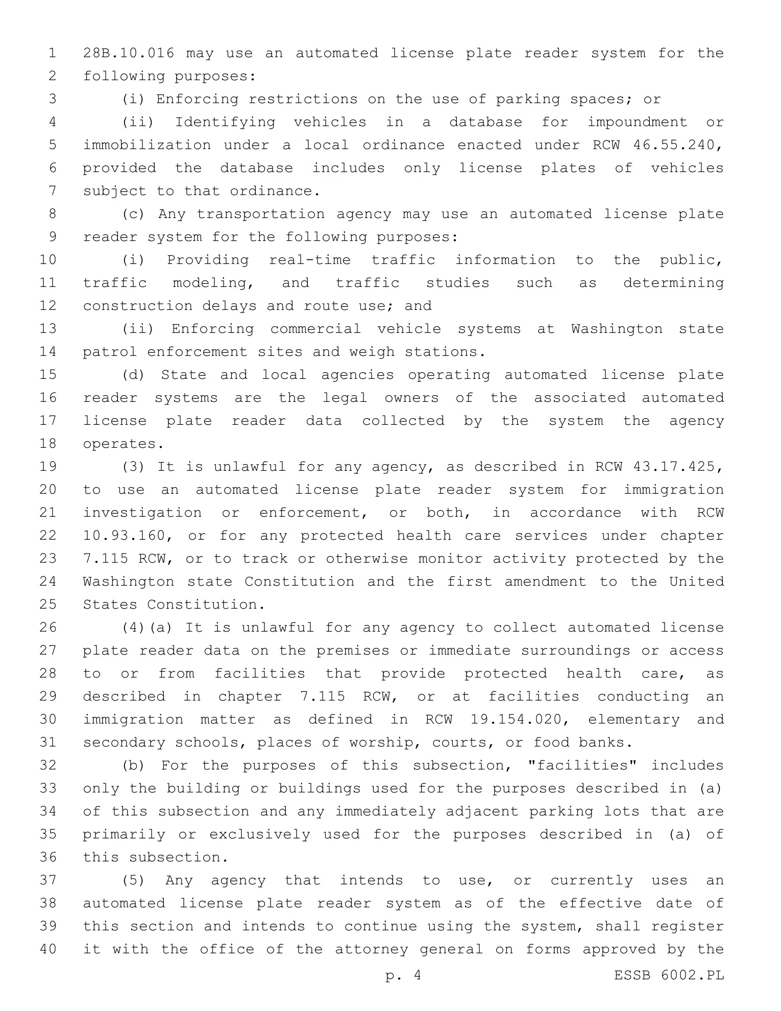 <b>ESSB 6002 · page 5.</b> The restricted-location section expressly includes elementary and secondary schools.