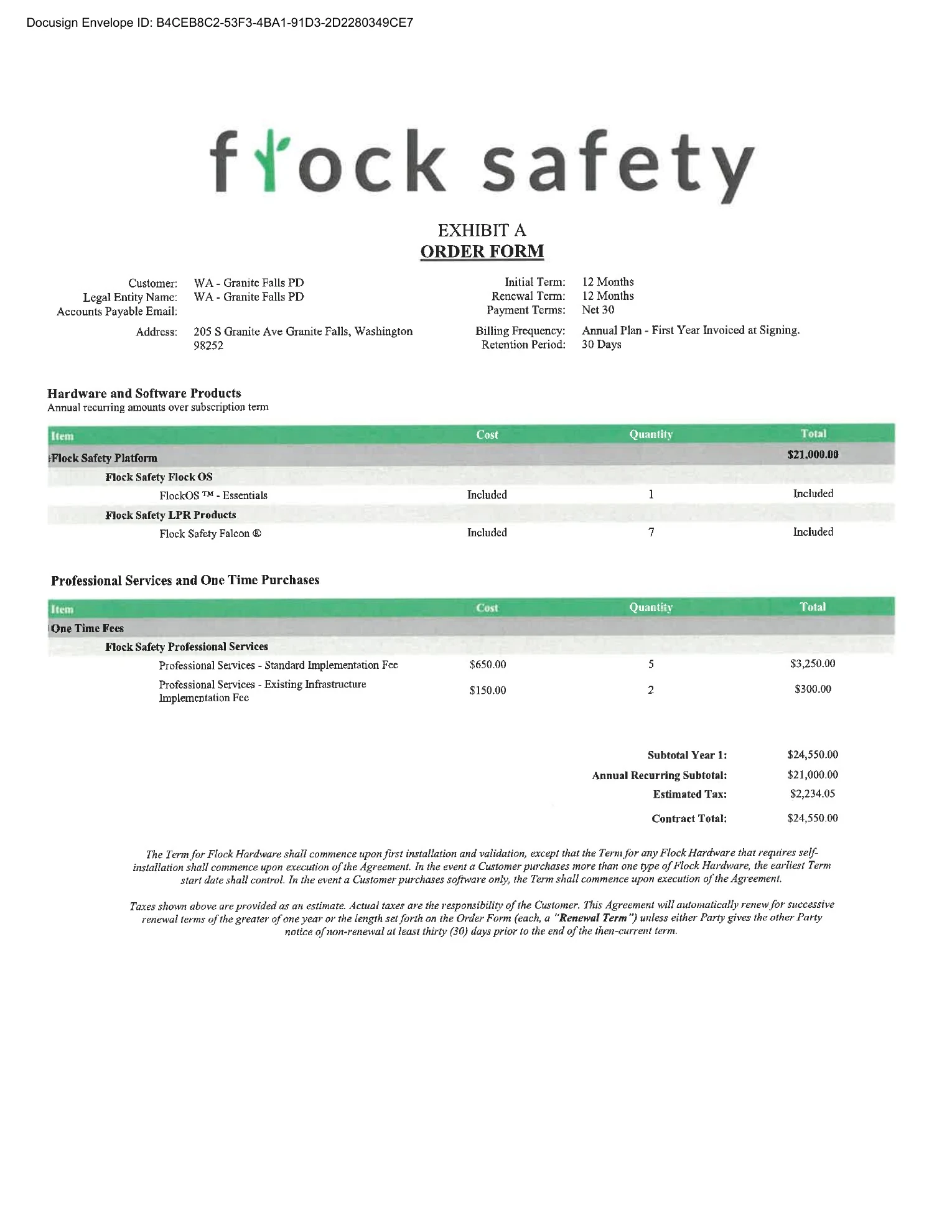 Executed Flock Order Form